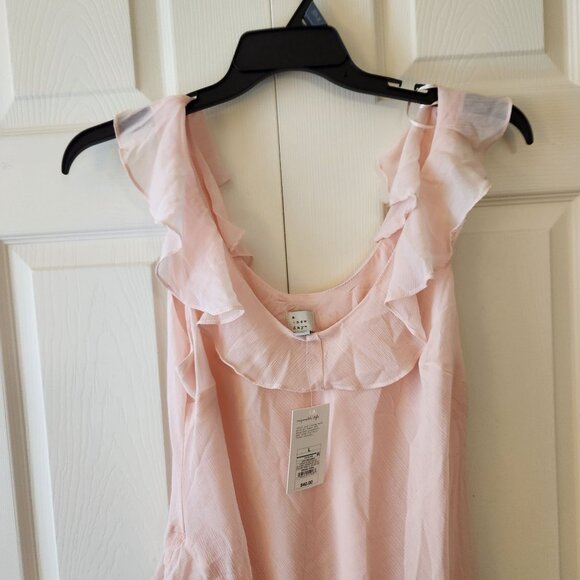 A New Day Light Pink Ruffled Sleeveless Midi Dress Size L NWT - Picture 3 of 14